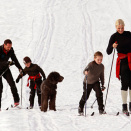 The Crown Prince and Crown Princess skiing with Princess Ingrid Alexandra, Prince Sverre Magnus and the family dog  (Photo: Lise Åserud / Scanpix)